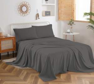 Parure de draps 200TC en coton-polyester avec drap-housse à poches profondes et élastique 360° pour un ajustement sécurisé toutes saisons pour la maison - Product Image 3