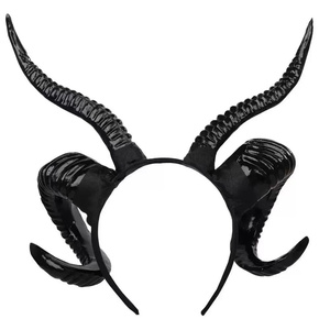 Fascia per capelli con corno di capra nera per feste natalizie - Product Image 4