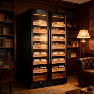 Gabinete para Cigarros Eléctrico Empotrado de Doble Puerta con Mayor Capacidad de 860L, Bandeja de Madera de Cedro Español, Temperatura y Humedad Constantes para el Hogar - Product Image 3