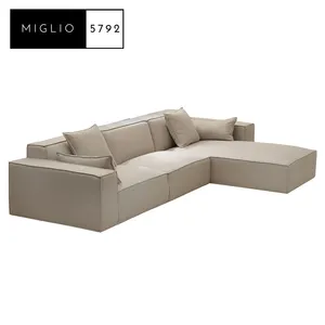 Mobili Nordic House Set divano soggiorno con divano sezionale in tessuto Chaise Longue