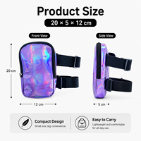 Sac de jambe holographique en PU avec fermeture éclair, étanche, transparent pour téléphone, sacoche de cuisse réglable pour fête musicale