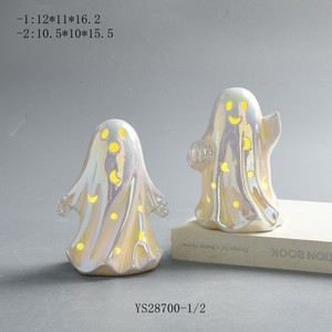 Fantasma de Cerâmica Branco Barato com Luz LED para Decoração Interna de Halloween - Fantasma de Cerâmica Mais Vendido - Product Image 2