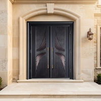Porte double moderne de sécurité européenne personnalisable en cuivre, aluminium et acier, idéale pour les entrées d'appartements et de villas