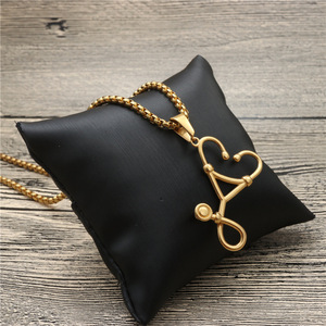 Collar con Colgante de Estetoscopio en Forma de Corazón, Aleación de Zinc Dorada, Joyería de Moda Unisex, Regalo - Product Image 2