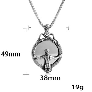 Stainless Steel <b>Magic</b> Mirror Pendant With Buddha Statue Design Unisex Punk Retro Necklace Gift 231091 - Product Image 2