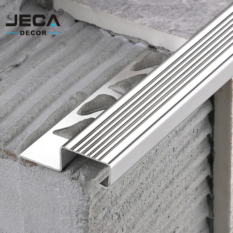 Foshan JECA Factory Price Stainless Steel Trim Decor Strips 304 Grade Modern Style Stair Nosing Strips Stair Parts Free Sample