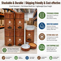 Tubos de Papel de Aluminio Apilables Personalizados para Café, Grado Alimenticio, Venta al por Mayor Directa de Fábrica, Cilindros en Stock para Envasado de Té