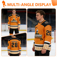 OEM y ODM poliéster personalizado bordado aparejos sarga uniforme de hockey sobre hielo totalmente sublimación desgaste de hockey sobre hielo