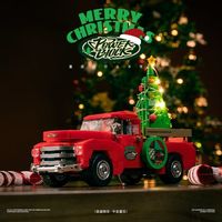 PB PB8849 Juguete de Construcción, Camión de Árbol de Navidad, Modelo de Coche, Educativo, DIY, ABS, Escala 1:32, Juego de Bloques de Construcción, 611 Piezas