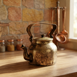 Vintage Metal Tea Kettle With <b>Lid</b> And Handle Water <b>Pot</b> For Tea Brewing - Product Image 5