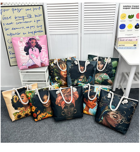 <span class=keywords><strong>Sac</strong></span> fourre-tout grande capacité pour femme, imprimé fille africaine style Cool Art, <span class=keywords><strong>sac</strong></span> <span class=keywords><strong>à</strong></span> <span class=keywords><strong>main</strong></span> fille noire - Product Image 1