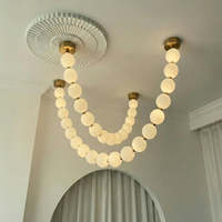 Lustre en perles de luxe à la française, luminaire suspendu moderne pour escalier, lustre à boules de verre rondes pour hall d'hôtel, villa, foyer