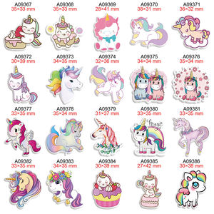 Figurine de dessin animé licorne à dos plat, résine imprimée 50 pièces/lot pour breloques, bricolage, arc de cheveux, décorations de téléphone - Product Image 2