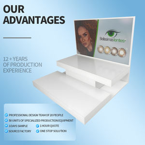 ชั้นวางเลนส์สัมผัสแบบอะคริลิคสองชั้นสีขาวทันสมัยแบบกำหนดเองสำหรับร้านเสริมสวย - Product Image 1