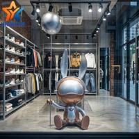 Escultura de Conejo Espacial de Fibra de Vidrio, Arte Ecológico para Decoración del Hogar, Diseño de Animal de Dibujos Animados, Impermeable y Duradero