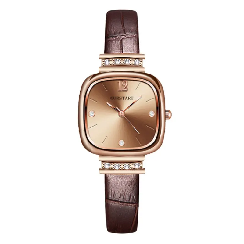 Ladies Luxury Waterproof Watches Small Face Dial Gold Dial Belt Loop Square Women Wrist Watches For Girls