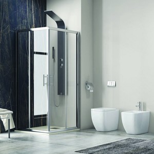 Box Doccia Kamalu KF1000 100x90 con Vetro Anti-Calcare 8mm, Rettangolare Senza Telaio, in Alluminio Impermeabile per Bagno - Product Image 2