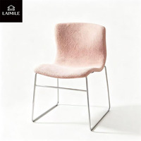 Fauteuil d'appoint moderne en bouclette pour salon, avec pieds en métal chromé, sans accoudoirs, pour la maison, l'appartement ou le café