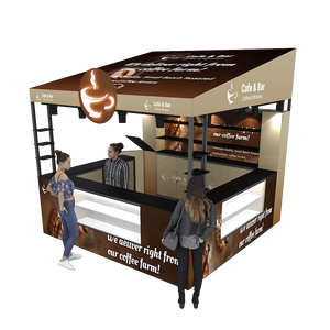 Stand Modular de Aluminio para Ferias Comerciales, Personalizado de 10x10, con Retroiluminación por Sublimación, Portátil, para Cafeterías y Exposiciones - Product Image 1