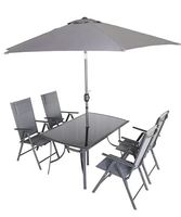 Table de patio d'extérieur avec chaise pliable et parasol