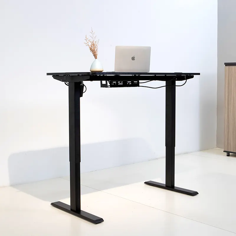 Modern ev ofis mobilyaları yükseklik ayarlanabilir akıllı ergonomik beyaz küçük tek motorlu bilgisayar çalışma masası Stand masası