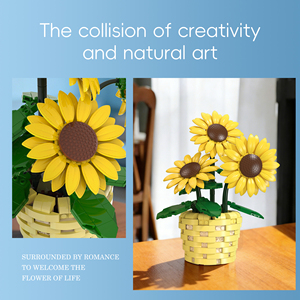 Bloques de Construcción de Plástico con Diseño de Girasoles Artificiales en Maceta, Rompecabezas 3D, Colección de Macetas Decorativas, Regalos - Product Image 6