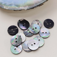 Kancing Bulat Cangkang Alami 4 Lubang 24 L 15 Mm Kancing Kulit Pel Hitam Kustom