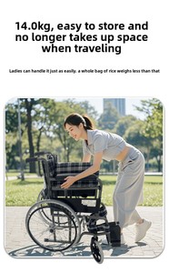 Fauteuil roulant pliable avec cadre en métal, coussin de siège à carreaux, équipement médical certifié CE, garantie 1 an, fabrication sur mesure, OEM ODM, commande en gros - Product Image 2