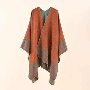 Nouvelle Mode Motif Géométrique Femmes Poncho Hiver Réversible Surdimensionné Faux Cachemire Couverture Poncho Cape Châ<span class=keywords><strong>le</strong></span> Manteau - Product Image 3