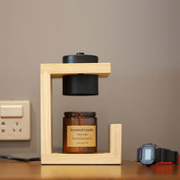 Lampe chauffe-cire aromatique sans flamme style nordique en bois de bambou, lumière réglable, ambiance apaisante, chauffe-bougie en bois massif - Transfrontalier