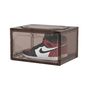 Transparent Plastic Sneaker Stackable Shoe Storage Boxes Drop Front Acrylic Drawer Type Magnetic Clear Shoe Box