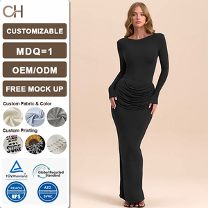 Nuovo <span class=keywords><strong>Abito</strong></span> <span class=keywords><strong>Lungo</strong></span> a Sirena <span class=keywords><strong>con</strong></span> Maniche Lunghe e Dettagli Arricciati, <span class=keywords><strong>Spacco</strong></span> Alto, Aderente ed Elegante per Feste, Serate e Occasioni Casual, Vestito Maxi Aderente alla Moda per Donne - Product Image 1