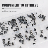 LUSHAZER 160 pcs/set Plombs fendus pour la pêche Plomb de plomb Tailles assorties Plombs ronds amovibles Accessoires de pêche à la carpe
