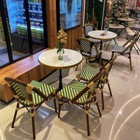 Ensemble de table et chaises 2 places en pierre, style luxe léger, pour extérieur, petite cour, balcon, démontable