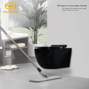 <span class=keywords><strong>WC</strong></span> suspendu en céramique sans bride, couleur noir mat, monobloc, pour salle de bain - Product Image 5