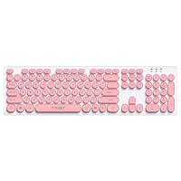 Combos clavier et souris sans fil T-WOLF TF770 clavier et souris à membrane rose mignons pour femme de bureau