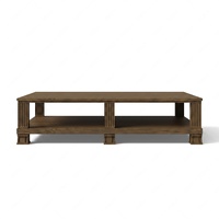 Table basse rectangulaire moderne en bois avec pieds cannelés et étagère de rangement inférieure pour salon intérieur