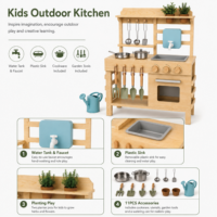 Ensemble de cuisine de jardin Montessori personnalisable OEM ODM avec fonction de plantation, maisonnette en bois sur mesure pour enfants pour le jardin