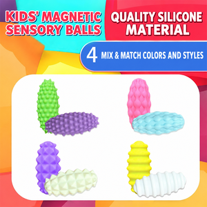 Magnetic Textured Silicone Sensory Balls Soft Squeeze <b>Stress</b> Relief Fidget <b>Toys</b> in Pink and Purple for Tactile Play - Product Image 4