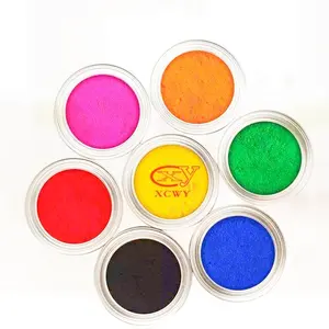 florescent pigments red green yellow purple blue paint powder and paste
