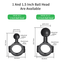 Base de Riel Guía Tubular Mediana con Bola de Tamaño B de 1 Pulgada o Tamaño C de 1.5 Pulgadas para Manillar VIN-BC-3U-1/VIN-BC-3U-1.5