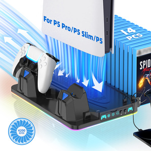 แท่นชาร์จคอนโทรลเลอร์ PS5 แบบขายส่ง พร้อมพัดลมระบายความร้อน ไฟ RGB และแท่นวางอเนกประสงค์ ชาร์จเร็ว - Product Image 4