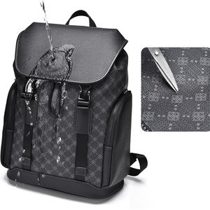 Marque personnalisée en cuir PU sac à dos pour ordinateur portable étanche antivol fermeture éclair concepteur impression lettre école sac de voyage pour femmes hommes - Product Image 2