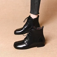 Bottines classiques à talon carré et épais pour femme, style britannique, à lacets, avec fermeture éclair latérale, nouvelle collection automne/hiver 2026