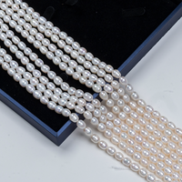 Chaîne de perles d'eau douce naturelles de 7-8 mm en forme de riz, perles de riz sélectionnées pour la fabrication de bijoux haut de gamme, vente en gros en usine