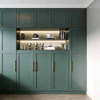 Ensemble moderne intégré chambre et bureau à domicile avec lit, bureau, étagères LED et armoire pleine hauteur – Mobilier multifonctionnel sur mesure