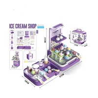 Jeu de cuisine de noël portable en plastique crème glacée nourriture dessert bricolage créatif crème glacée chariot jouet chariot ensemble