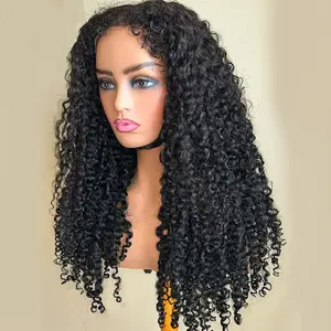 New Curly Human Hair Wigs 200% Density 3B Curls Cambodian Virgin Hair Glueless Wigs Human Hair Lace Front Customized
