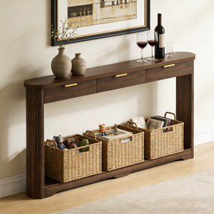 70.1" Modern MDF <b>Console</b> <b>Table</b> with <b>Storage</b> Drawers Slim Wavy-Patterned Design for Living Room & Hallway - Product Image 1