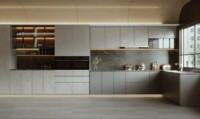 Armoires de cuisine en bois modernes, résistantes à l'eau, écologiques, personnalisation gratuite, fournisseur d'usine